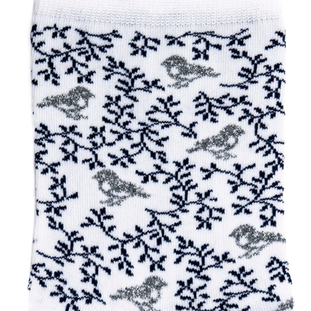 Maison Broussaud - Les oiseaux - chaussettes femme - coton blanc – 39/41 / BLANC