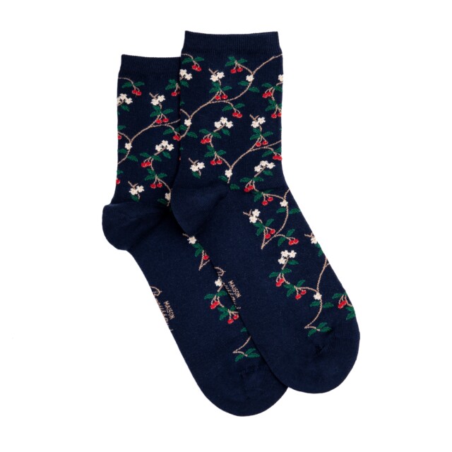Maison Broussaud - Les cerises - chaussettes femme - coton marine – 39/41 / MARINE