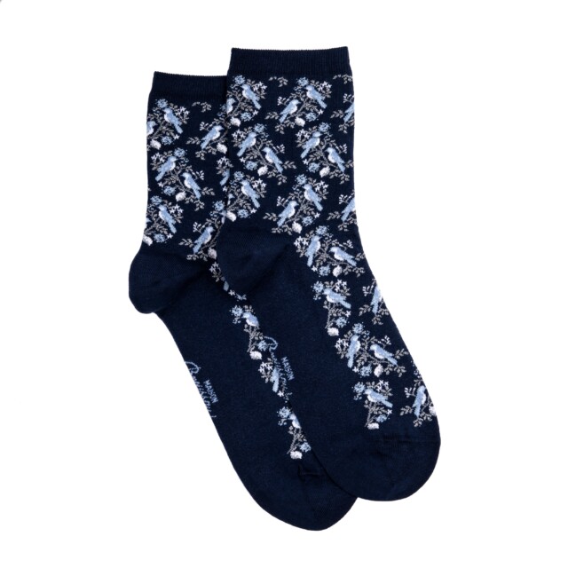 Maison Broussaud - Les mésanges - chaussettes femme - coton marine – 39/41 / MARINE