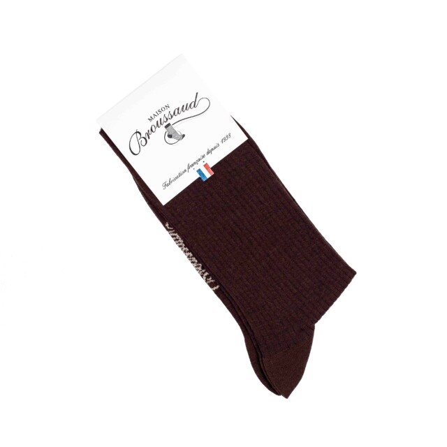 Maison Broussaud - Les côtelées fines - chaussettes homme - coton marron – 43/46 / MARRON