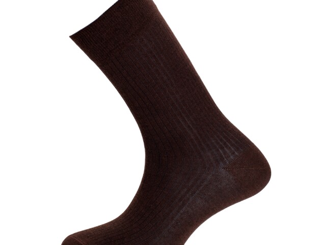MG 0571 Maison Broussaud - Les côtelées fines - chaussettes homme - coton marron – 43/46 / MARRON