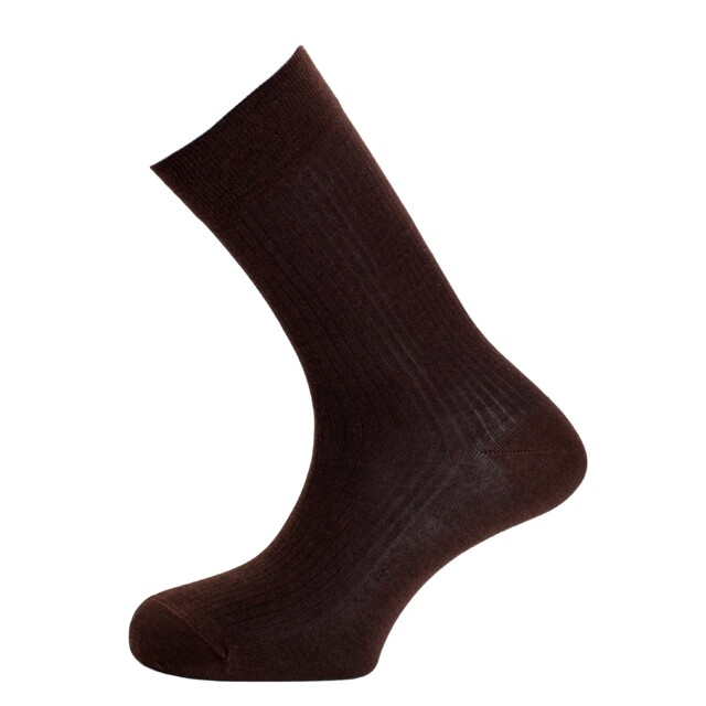 Les côtelées fines – chaussettes homme – coton marron par la marque Maison Broussaud Maison Broussaud - Les côtelées fines – chaussettes homme – coton marron