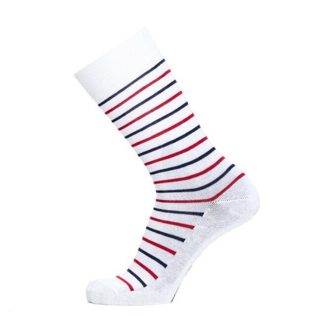 La marinière tricolore – chaussettes homme – coton blanc par la marque Maison Broussaud Maison Broussaud - La marinière tricolore – chaussettes homme – coton blanc