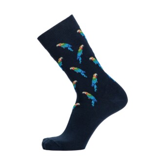 Les perroquets – chaussettes homme – coton marine par la marque Maison Broussaud Maison Broussaud - Les perroquets – chaussettes homme – coton marine
