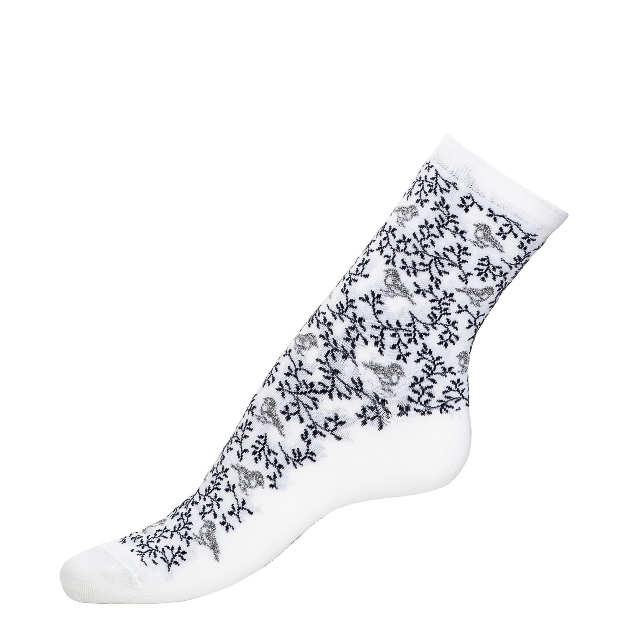 MG 0874 Maison Broussaud - Les oiseaux - chaussettes femme - coton blanc – 39/41 / BLANC