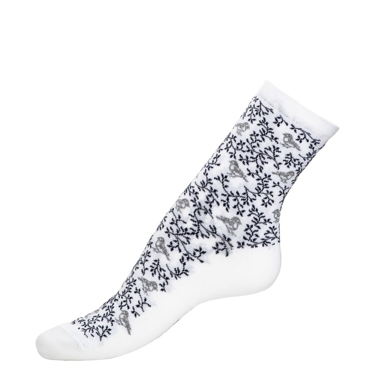 MG 0874 Maison Broussaud - Les oiseaux - chaussettes femme - coton blanc – 39/41 / BLANC