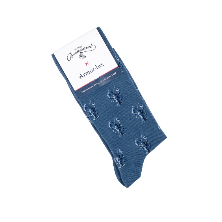 Maison Broussaud - Les homards Armor-lux x Maison Broussaud - chaussettes homme - coton bleu – 43/46 / BLEU