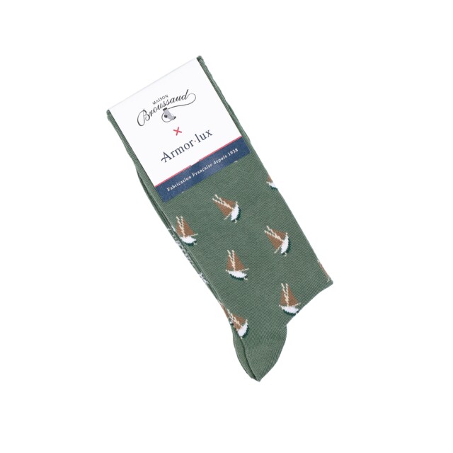 Maison Broussaud - Les voiliers Armor-lux x Maison Broussaud - chaussettes homme - coton kaki – 43/46 / KAKI