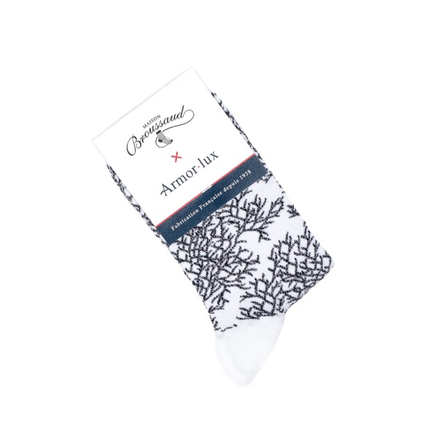 Maison Broussaud - Les "Corail" Armor-lux x Maison Broussaud - chaussettes femme - coton blanc – 39/42 / BLANC/BLEU