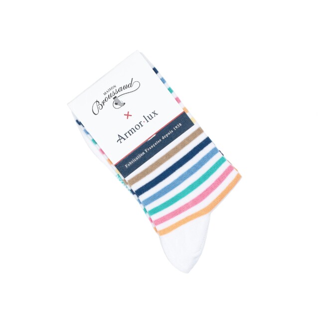 Maison Broussaud - Les rayures-multico Armor-lux x Maison Broussaud - chaussettes femme - coton blanc – 39/41 / BLANC