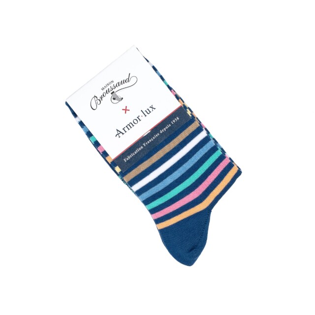 Maison Broussaud - Les rayures-multico Armor-lux x Maison Broussaud - chaussettes femme - coton bleu – 39/41 / BLEU