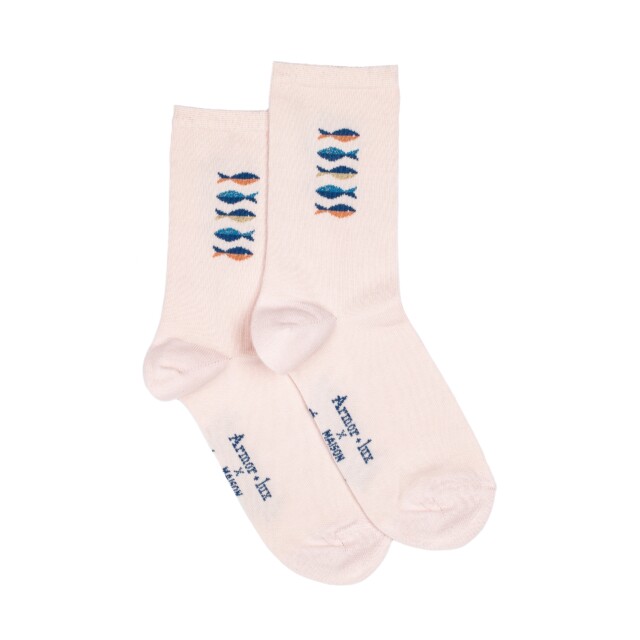 Maison Broussaud - Les poissons Armor-lux x Maison Broussaud - chaussettes femme - coton rose – 39/41 / ROSE