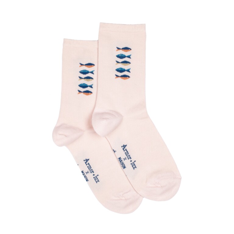 Maison Broussaud - Les poissons Armor-lux x Maison Broussaud - chaussettes femme - coton rose – 39/41 / ROSE