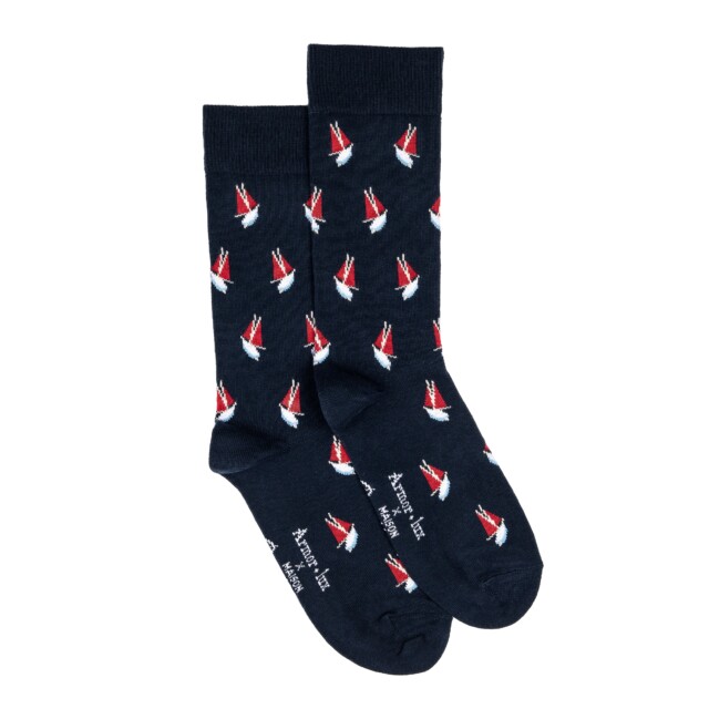 Maison Broussaud - Les voiliers Armor-lux x Maison Broussaud - chaussettes homme - coton marine – 43/46 / MARINE