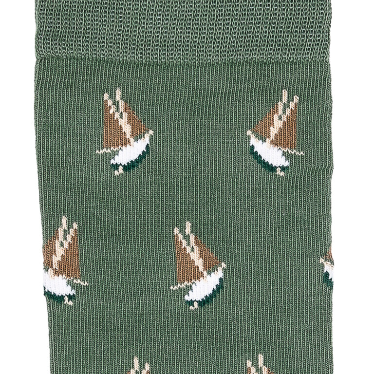 Maison Broussaud - Les voiliers Armor-lux x Maison Broussaud - chaussettes homme - coton kaki – 43/46 / KAKI