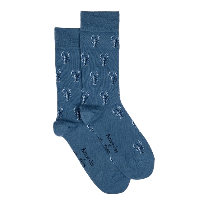 Maison Broussaud - Les homards Armor-lux x Maison Broussaud - chaussettes homme - coton bleu – 43/46 / BLEU