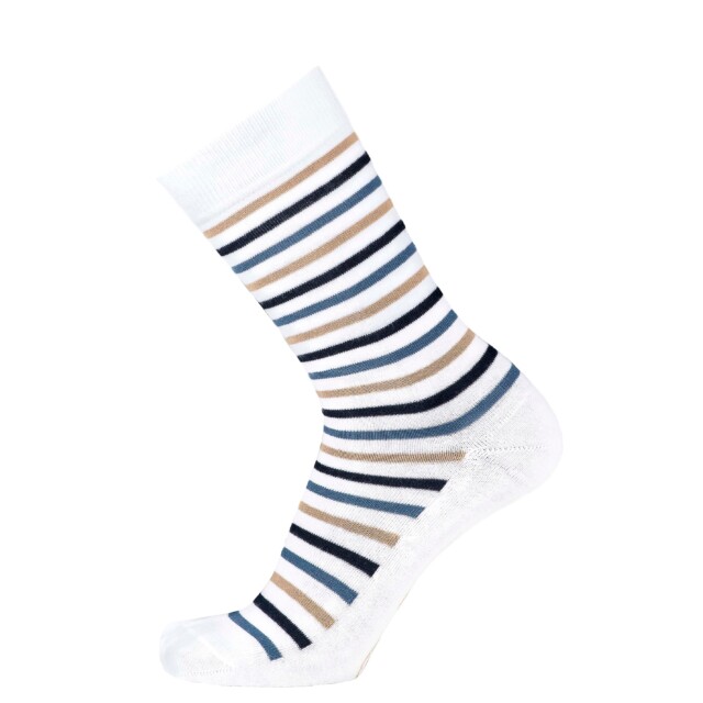Les rayures-multico Armor-lux x Maison Broussaud – chaussettes homme – coton blanc bleu par la marque Maison Broussaud Maison Broussaud - Les rayures-multico Armor-lux x Maison Broussaud – chaussettes homme – coton blanc bleu