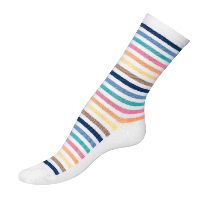 Les rayures-multico Armor-lux x Maison Broussaud – chaussettes femme – coton blanc par la marque Maison Broussaud Maison Broussaud - Les rayures-multico Armor-lux x Maison Broussaud – chaussettes femme – coton blanc