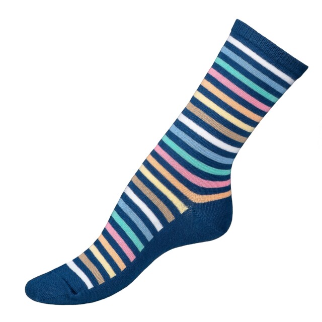 Les rayures-multico Armor-lux x Maison Broussaud – chaussettes femme – coton bleu par la marque Maison Broussaud Maison Broussaud - Les rayures-multico Armor-lux x Maison Broussaud – chaussettes femme – coton bleu