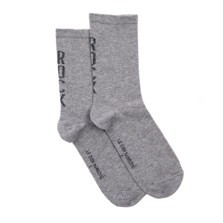 Maison Broussaud - Les rock Le Bon Marché x Maison Broussaud - chaussettes femme - coton gris – 39/41 / GRIS CLAIR