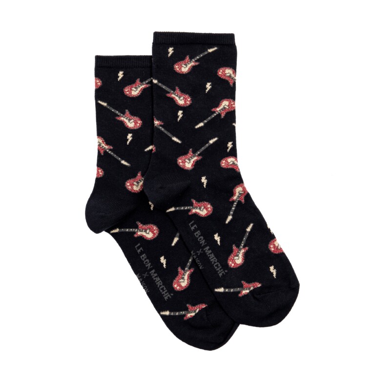 Maison Broussaud - Les guitares Le Bon Marché x Maison Broussaud - chaussettes femme - coton noir – 39/41 / NOIR