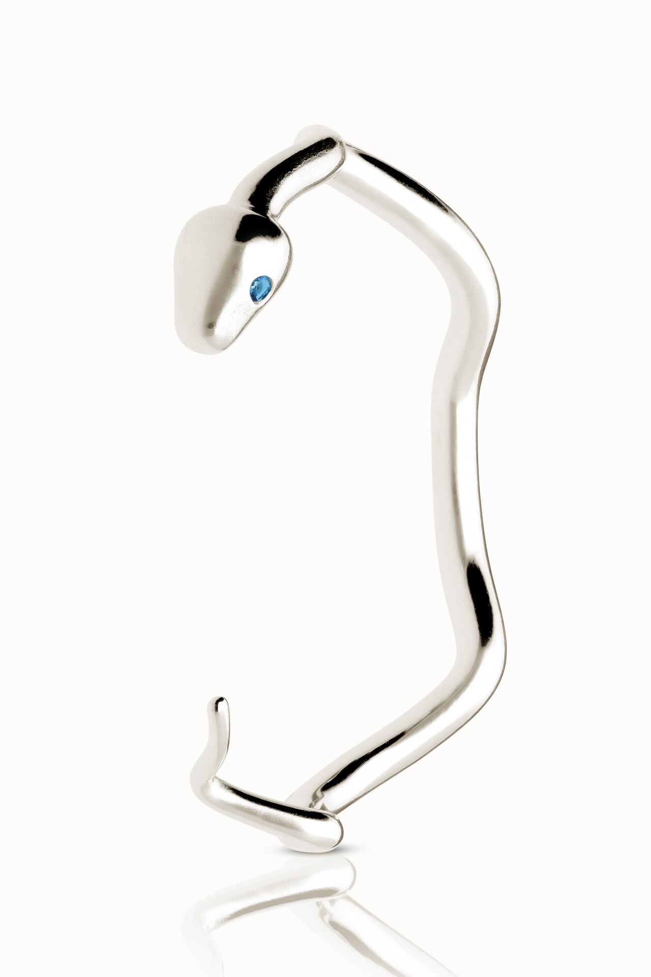 MLBRPY Snake bracelet with stone eyes white gold Blue Topaz 1 Violaine Muras - Bracelet quiétude à topaze bleue
