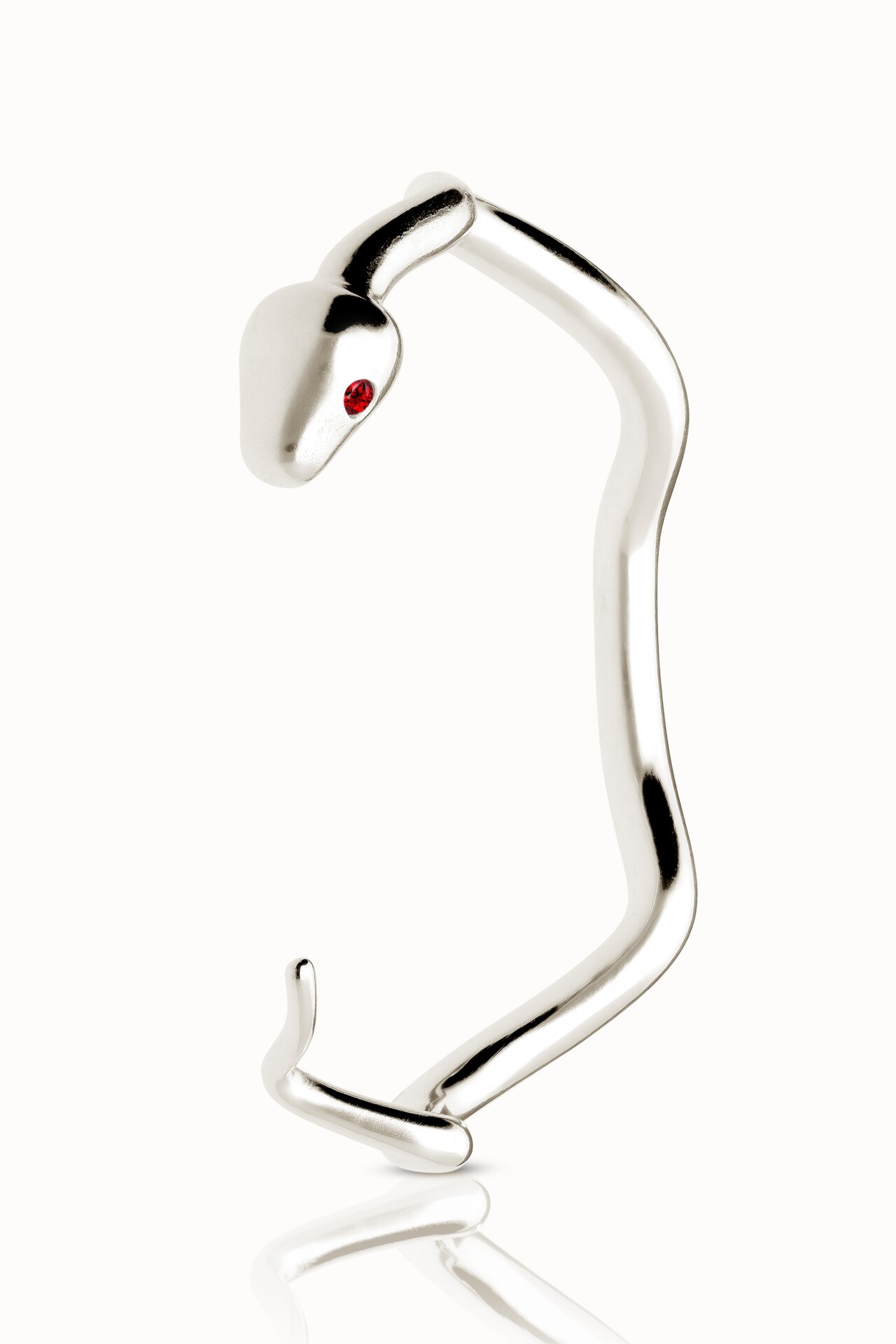 MLBRPY Snake bracelet with stone eyes white gold Ruby 1 Violaine Muras - Bracelet quiétude à rubis