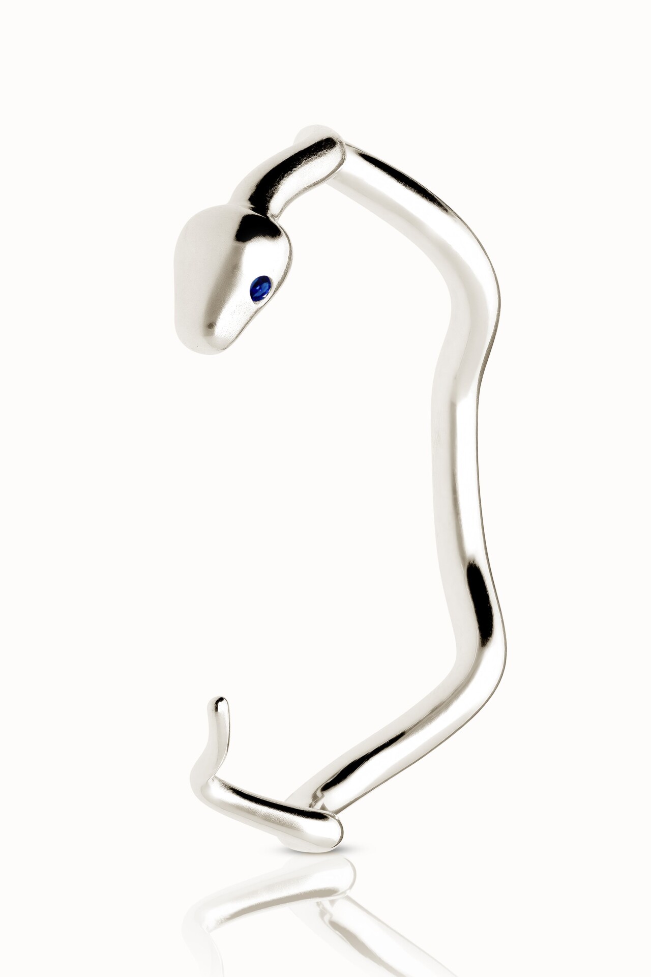 MLBRPY Snake bracelet with stone eyes white gold Sapphire 1 Violaine Muras - Bracelet quiétude à saphir