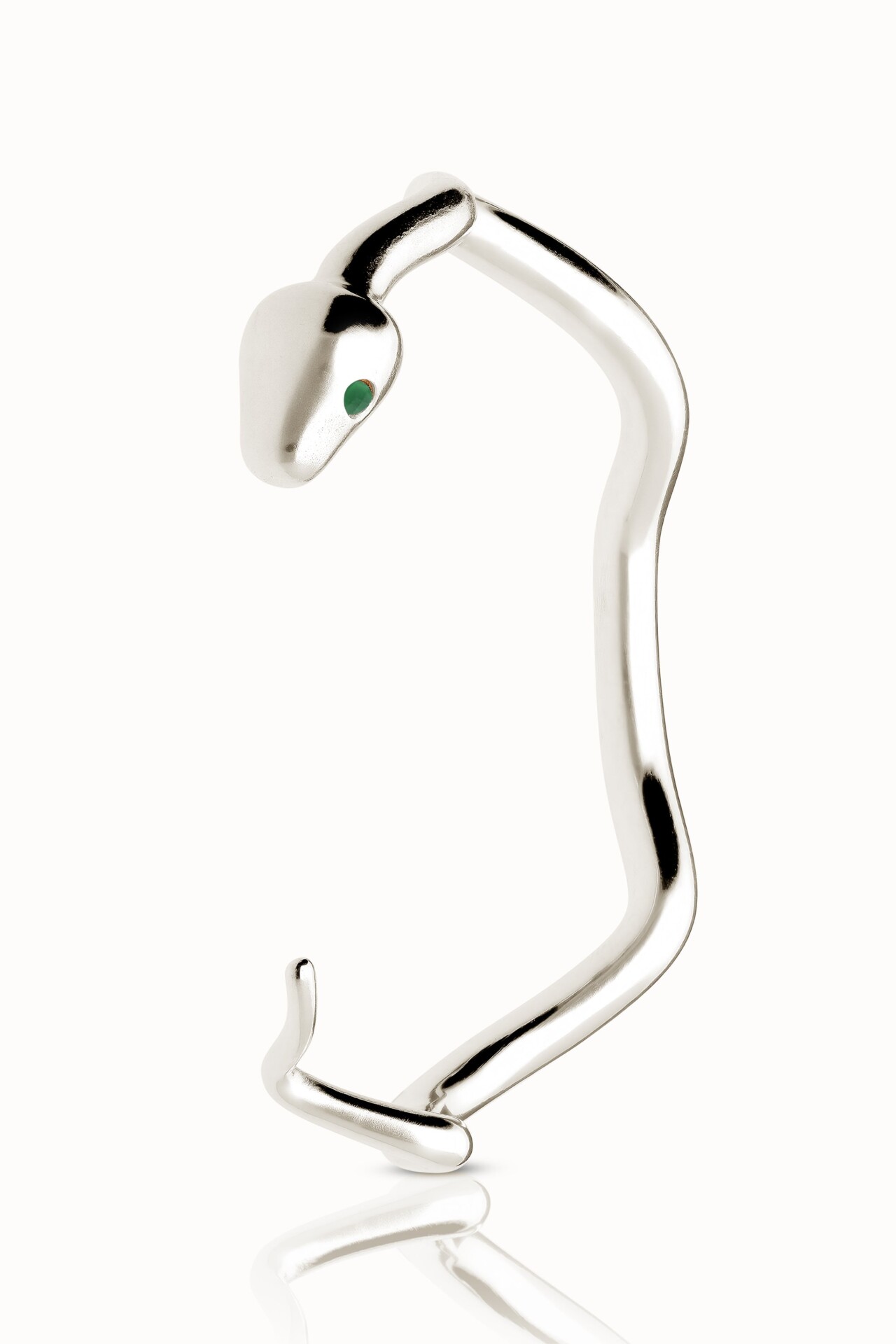 MLBRPY Snake bracelet with stone eyes white gold green onyx 1 Violaine Muras - Bracelet quiétude à onyx vert
