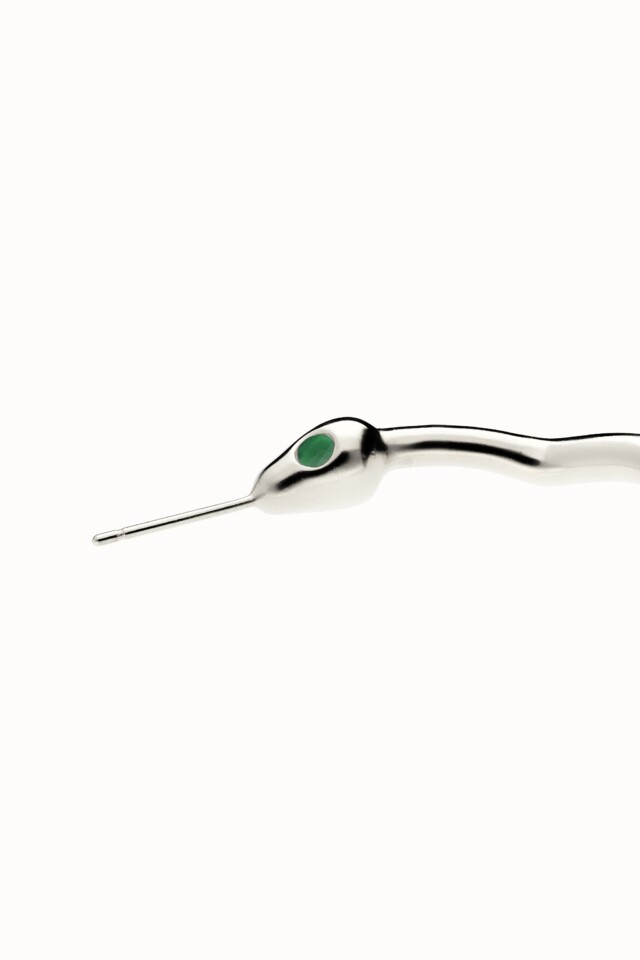 Violaine Muras - Créoles Baiser du Serpent à onyx vert
