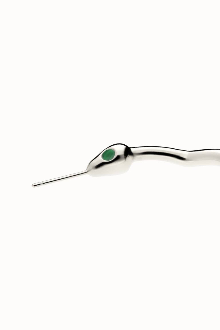 Violaine Muras - Créoles Baiser du Serpent à onyx vert