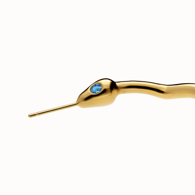 Violaine Muras - Créoles Baiser du Serpent à topaze bleue