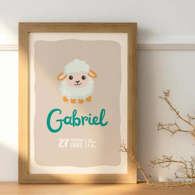 L’Atelier BABY’SPHERE - Affiche personnalisée Mouton Vintage