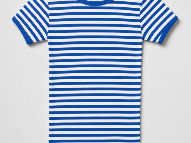 Maillot de Corps Ray Bleu Ecru en coton Bio Les Tricots Marcel -