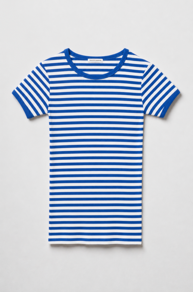 Maillot de Corps Femme Rayé – Bleu Ecru par la marque Tricots Marcel Tricots Marcel - Maillot de Corps Femme Rayé – Bleu Ecru