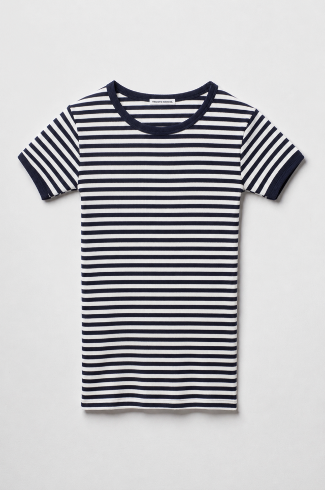 Maillot de Corps Homme Rayé – Bleu Marine Ecru par la marque Tricots Marcel Tricots Marcel - Maillot de Corps Homme Rayé – Bleu Marine Ecru
