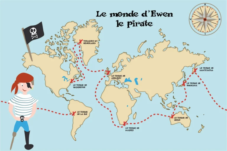 Atelier Baby’Sphère - Carte aux trésors de pirates personnalisable au prénom