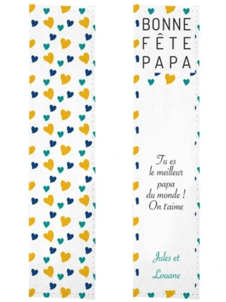 L’Atelier BABY’SPHERE - Marque page coeurs jaune et bleu bonne fête papa