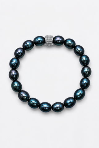 Bracelet Monte-Cristo Perles d’eau douce Noires Or Blanc par la marque NEIJE NEIJE - Bracelet Monte-Cristo Perles d’eau douce Noires Or Blanc