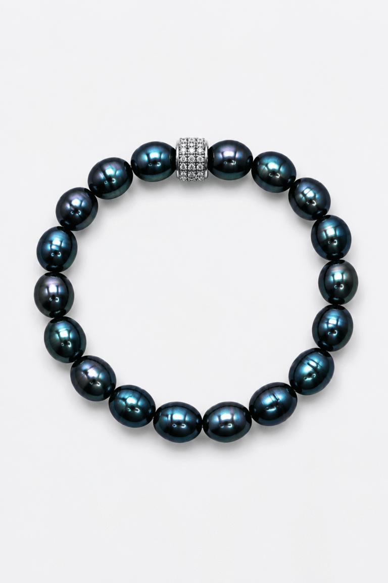 NEIJE - Coffret Collier & Bracelet Perles d'eau douce Noires et Argent 925 - Monte Cristo – XL (poignet de 19 à 21 cm) / 50 cm + extension de 5 cm