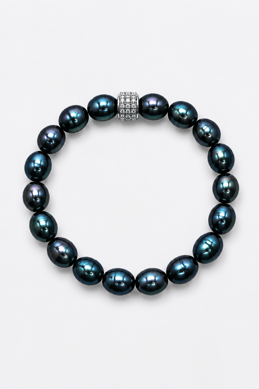 Men s freshwater pearl bracelet by NEIJE crafted with black pearls NEIJE - Bracelet Monte-Cristo Perles d'eau douce Noires Or Blanc – XL (poignet de 19 à 21 cm)