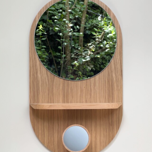 Reine Mère - Éclipse Clairon - Miroir avec étagère et patère en chêne – Teracotta