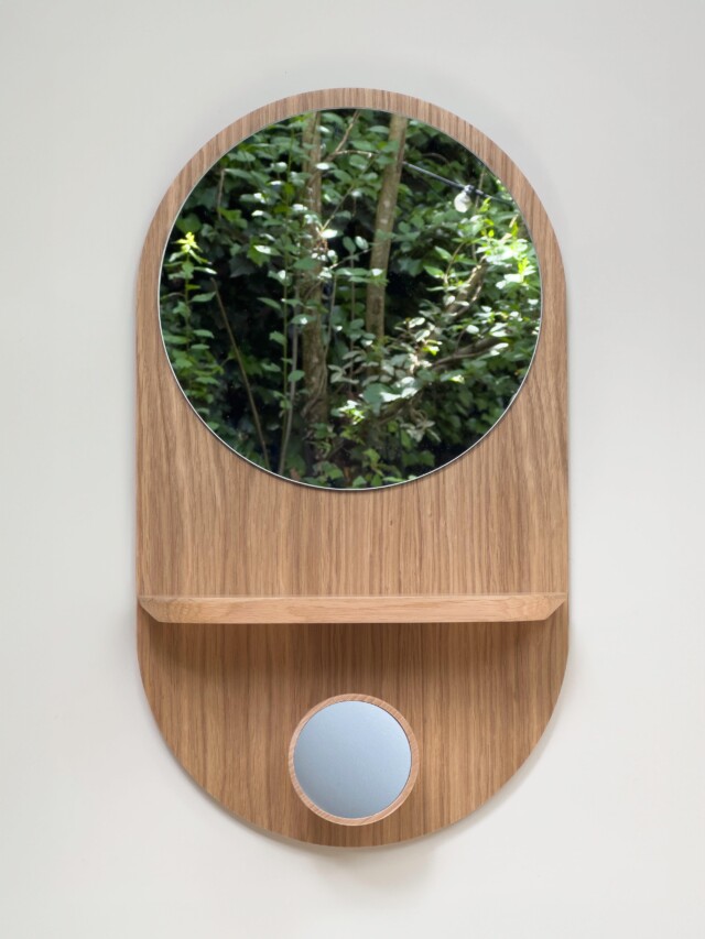 Reine Mère - Éclipse Clairon - Miroir avec étagère et patère en chêne – Teracotta