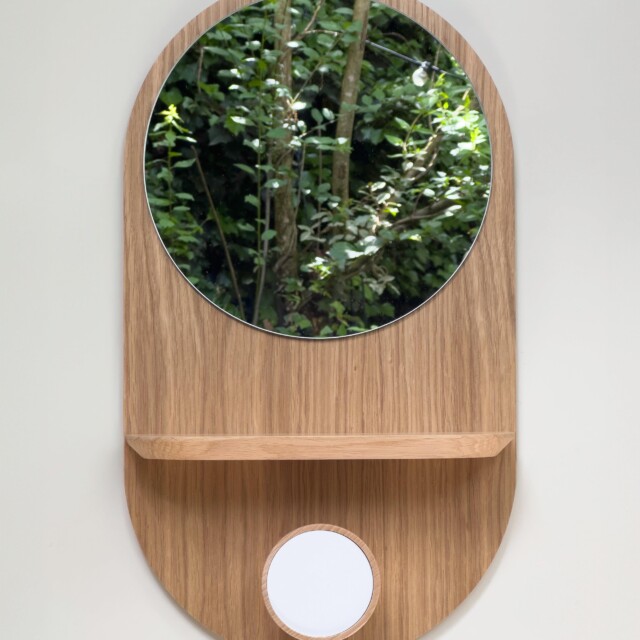 Reine Mère - Éclipse Clairon - Miroir avec étagère et patère en chêne – Teracotta