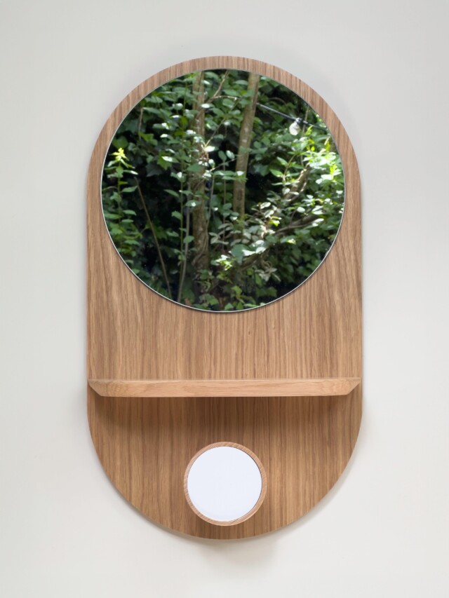 Reine Mère - Éclipse Clairon - Miroir avec étagère et patère en chêne – Teracotta