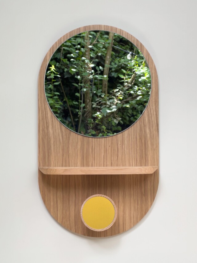 Reine Mère - Éclipse Clairon - Miroir avec étagère et patère en chêne – Ardoise