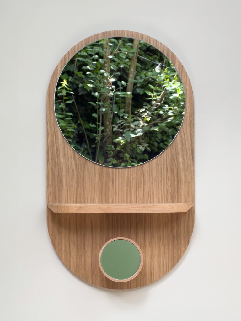 Reine Mère - Éclipse Clairon - Miroir avec étagère et patère en chêne – Teracotta