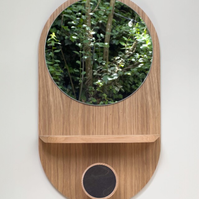 Reine Mère - Éclipse Clairon - Miroir avec étagère et patère en chêne – Teracotta