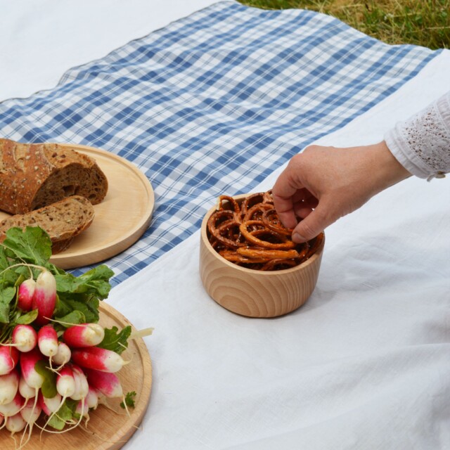 Maison Primavera - Nappe en lin et en kelsch bleu - Origines – 180 x 120 cm