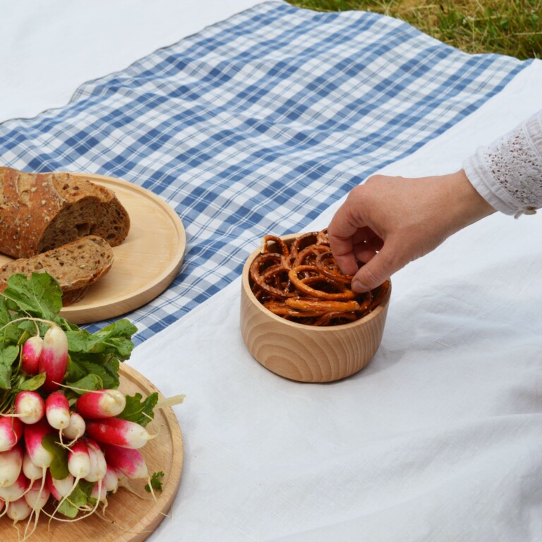 Maison Primavera - Nappe en lin et en kelsch bleu - Origines – 180 x 120 cm